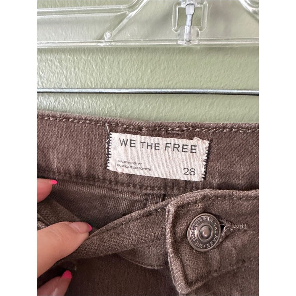 We The Free Risk Taker Straight Pant In Workwear Brown Jeans Raw Hem Sz 28 - Picture 6 of 11